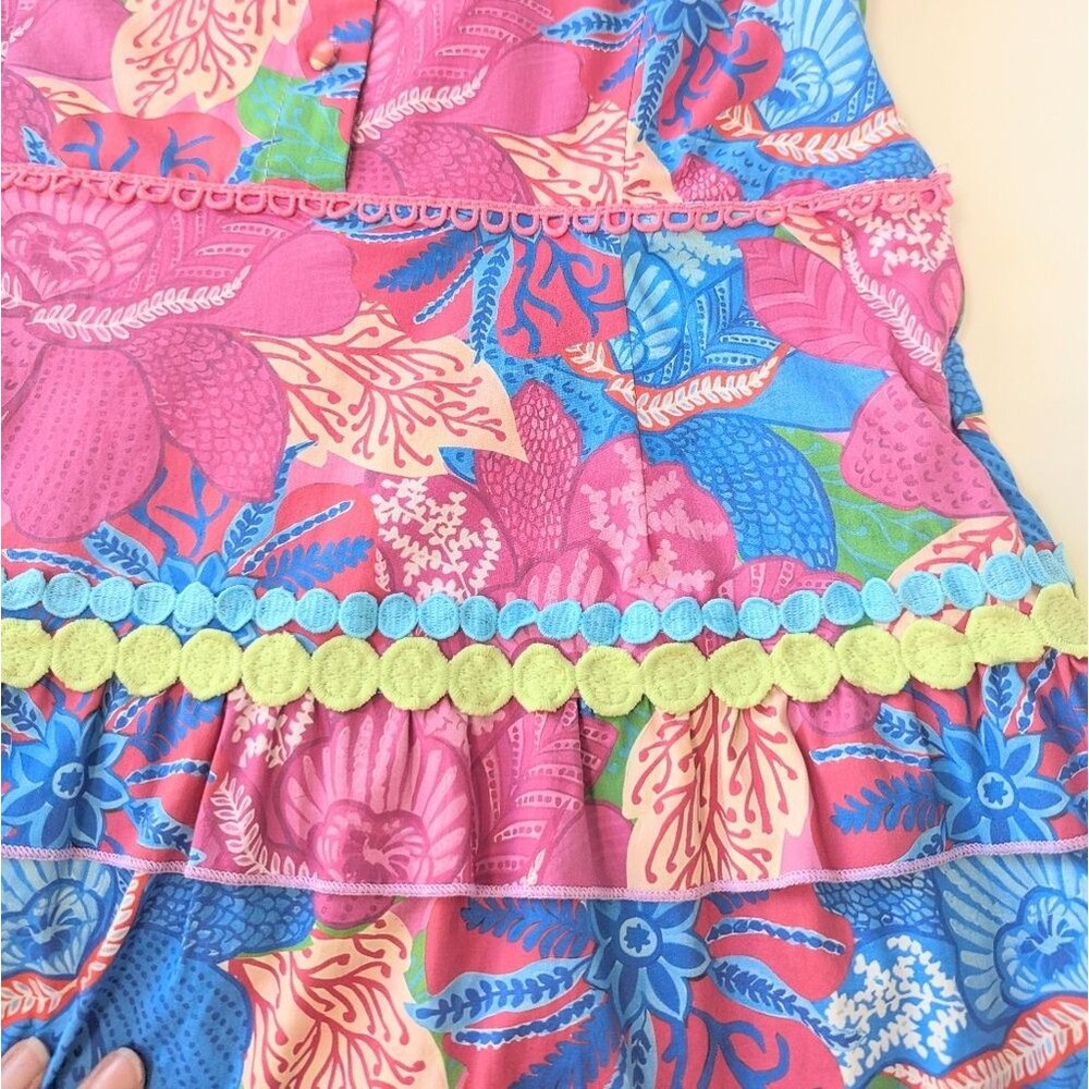 Marié Naomi Tiered Mini Dress Victoria Dunn Pink And Blue Medium - Picture 6 of 11